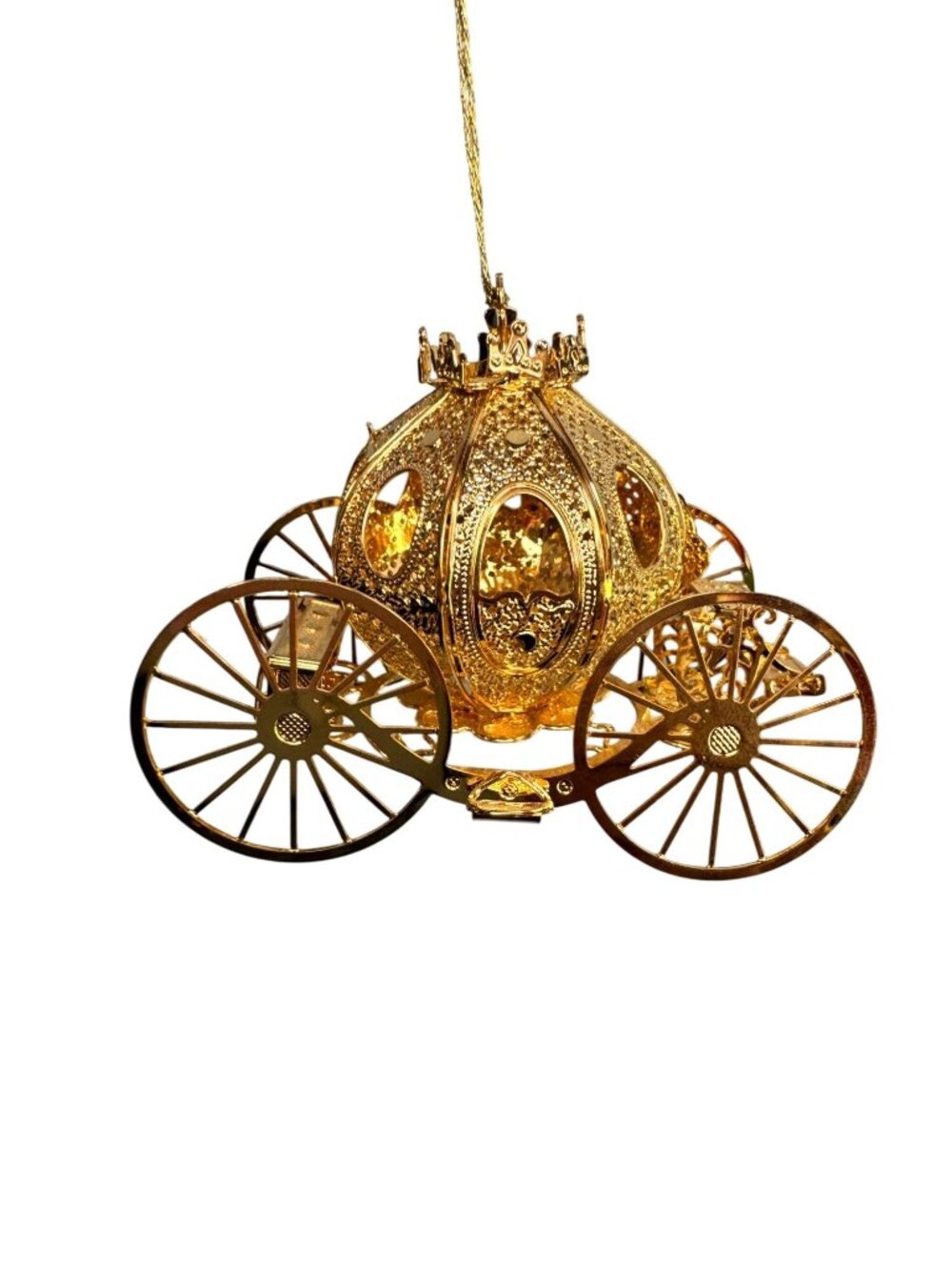 Danbury Mint 1995 Annual Gold Christmas Ornament Fantasy Coach With Box - Picture 3 of 7